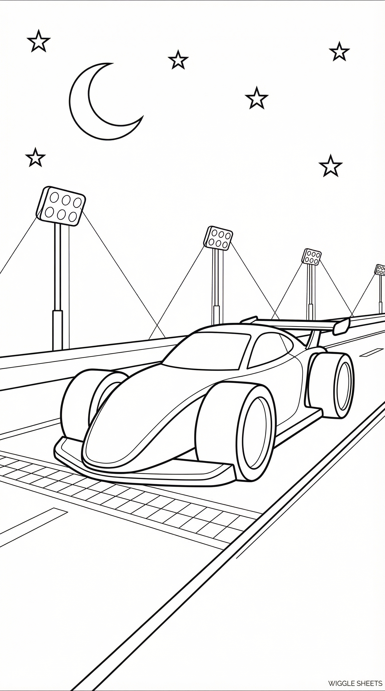 Night Race Car Coloring Page